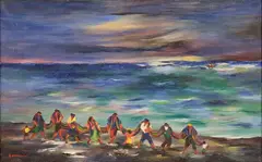 Seascape by Giovanni Omiccioli, oil on canvas, offered Jul 2026