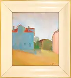 Romano Ocri, Houses, oil on panel