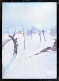Gilberto Casellato, Snowy landscape, oil on panel