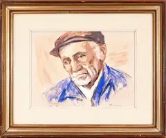 Marco Novati, Drinker, mixed media paper on board
