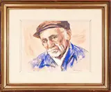 Marco Novati, Drinker, mixed media paper on board