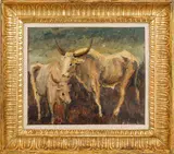 Domenico Purificato, Oxen, oil on cardboard