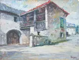 Igino Pieresca, The farmer's house, oil on panel