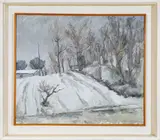 Lino Bianchi Barriviera, Snowy landscape, oil on canvas
