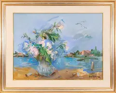 Miro Romagna, Flowers, 1989, oil on canvas