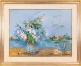 Miro Romagna, Flowers, 1989, oil on canvas