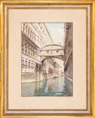 Bridge of Sighs by Emanuele Brugnoli, watercolor on paper, offered Jul 2026