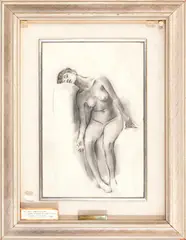Seated female nude by Adolf Hirémy-Hirschl, 1909, carbon on paper, offered Jul 2026