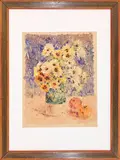 Igino Pieresca, Vase of flowers, 1965, monotype on paper