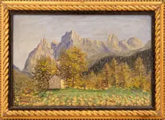 Teodoro Wolf Ferrari, Mountain landscape, oil on canvas transferred to board
