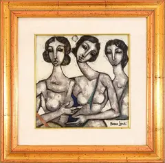 Bruno Landi, The Three Sisters, 2003, mixed media on canvas