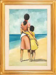 Girl on the beach by Enotrio Pugliese, 1955, oil on canvas, offered Jul 2026