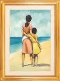 Enotrio Pugliese, Girl on the beach, 1955, oil on canvas