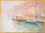 Giorgio Venerio, Fog in Venice, oil on canvas