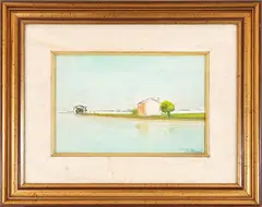 Aldo Bergamini, Lagoon landscape, oil on canvas
