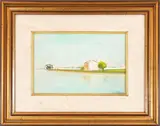 Aldo Bergamini, Lagoon landscape, oil on canvas