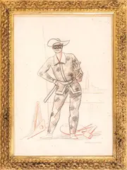 Marco Novati, Harlequin, 1948, pencil and sanguine on paper