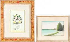 Aldo Bergamini, Lagoon Landscape - Vase of Flowers, lot of