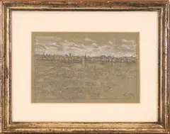 Guglielmo Ciardi, It's getting dark, pencil and white lead drawing on paper