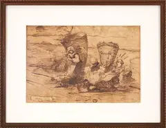 Luigi Cima, Figure study, mixed media on paper