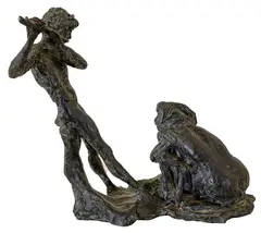 Augusto Murer, Faun and nymph, 1983, lost-wax bronze sculpture