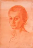 Fiorello Tosoni, Portrait, 1986, sanguine and mixed media on paper