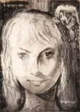 Pino Ponti, Face, mixed media on paper