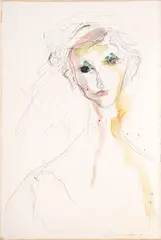 Ernesto Treccani, Face, mixed media on canvas cardboard