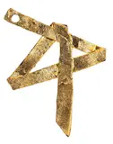 Gianni Pignat, One-of-a-kind brooch, 2021, handcrafted in steel sheet and gold leaf