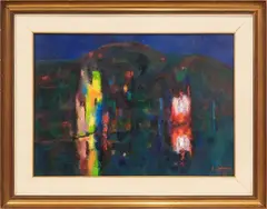 Dino Lanaro, Night in Sirmione, 1971, oil on canvas