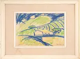 Saverio Barbaro, Study for landscape, 1968, mixed media on canvas paper