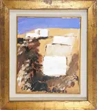 Saverio Barbaro, Little houses and black earth, 1984, oil on canvas