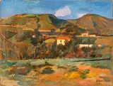 Silvio Consadori, Hilly landscape, oil on masonite