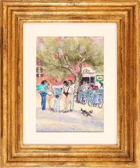 Walter Piacesi, Adriatic Avenue in summer, mixed media on board