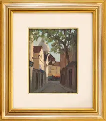 Dino Lanaro, A street in Montmartre, oil on canvas board