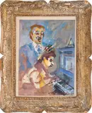 Mino Maccari, Personages, oil on canvas board
