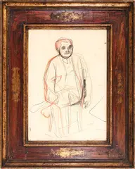Bruno Saetti, Portrait of Giuseppe Marchiori, 1961, mixed media on canvas paper