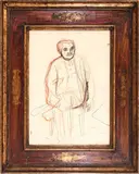 Bruno Saetti, Portrait of Giuseppe Marchiori, 1961, mixed media on canvas paper