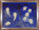 Silvio Merlino, Palm grove, 1981, oil on canvas cardboard