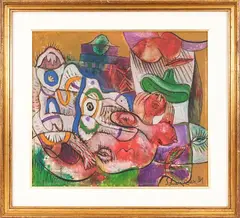 Composition by Riccardo Schweizer, 1981, oil on canvas, offered Jul 2026
