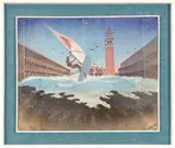 Ludovico Deluigi, Windsurfing Venice, 1977, mixed media and collage on canvas paper