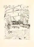 Pierre Bonnard, Monceau Park, 1937, drypoint on Arches paper