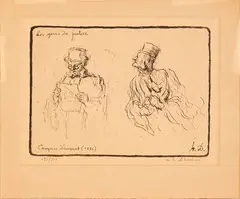 Honoré Daumier, Les gens de justice, Croquis d'avocat, 1886, lithography ex.