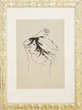 Xavier Bueno, Girl with raised arm, lithography e.g.