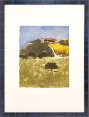 Carlo Mattioli, Landscape, etching aquatint ex.