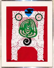 Enrico Baj, Plastic Plastic, 1969, color screen printing and collage e.g.