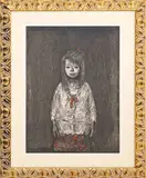 Xavier Bueno, Little girl with red bow, lithography e.g. pda