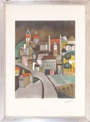 Franco Gentilini, Landscape, etching aquatint ex.