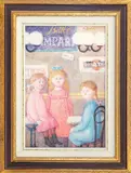 Antonio Bueno, Girls at the bar, chromolithograph on canvas e.g.