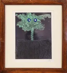 Enrico Baj, untitled, color etching on silver paper